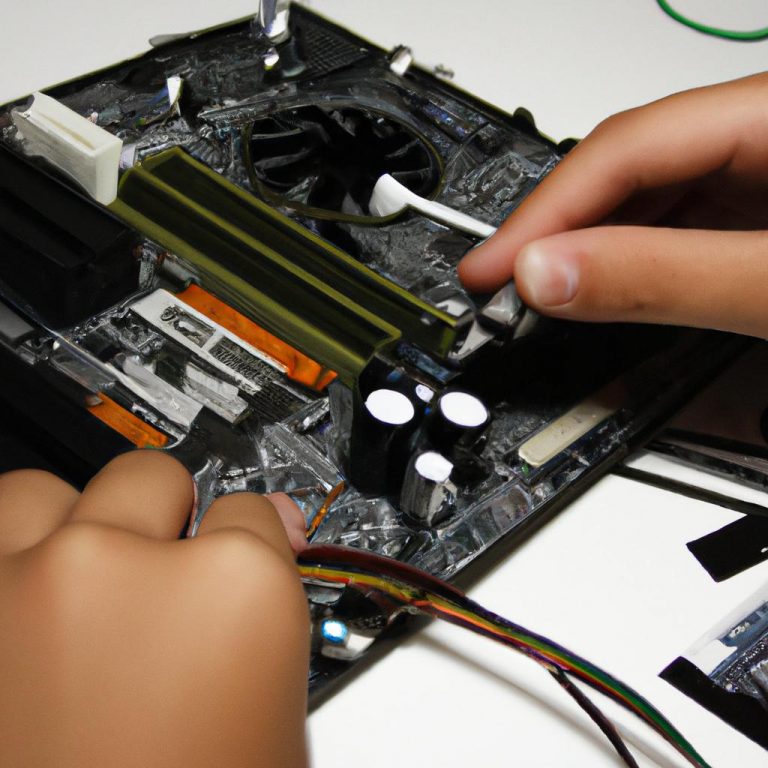 Person working with computer components