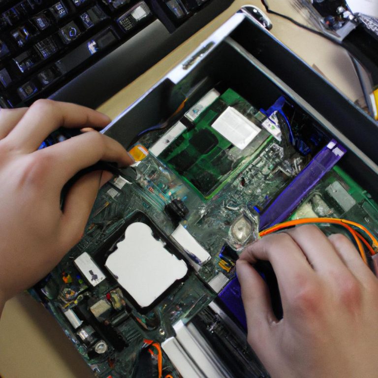Person working on computer hardware