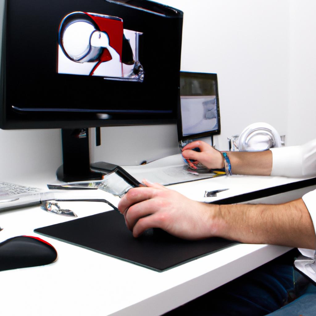 Person working with computer graphics