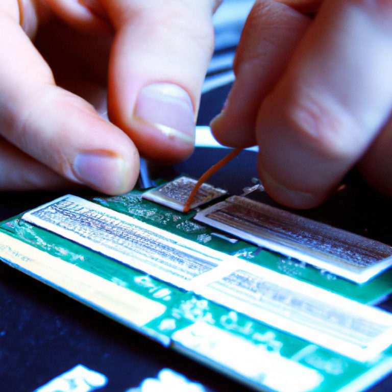 Person working on computer chip