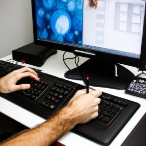 Person working on computer graphics